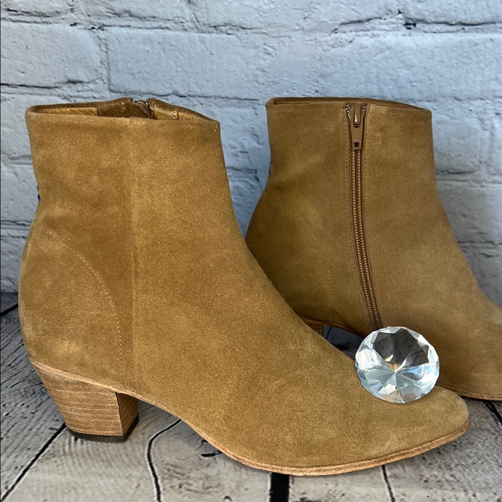 John Fluevog Tan Suede Ankle Boots